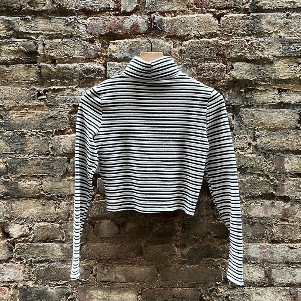 Reformation Cropped Black & White Turtleneck